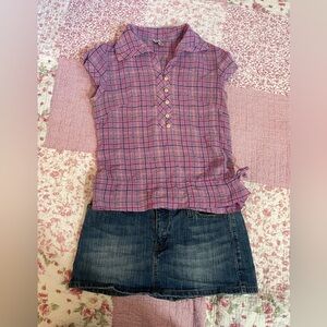 Y2K Purple plaid button up